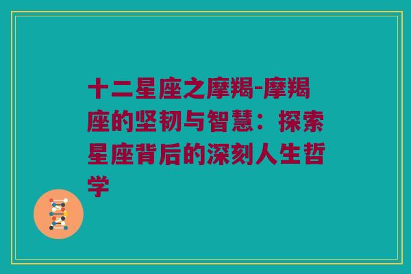 十二星座之摩羯-摩羯座的坚韧与智慧：探索星座背后的深刻人生哲学